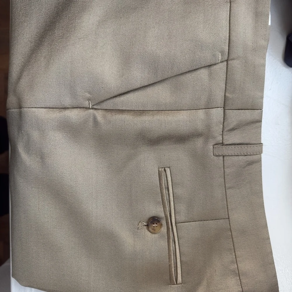 $990 Michael Kors Collection Tan Dress Pants Straight-Leg Silhouette metallic